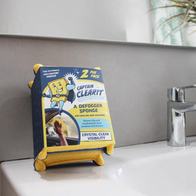 jj kent sponge on bathroom counter ready for mirror and glass maintenance