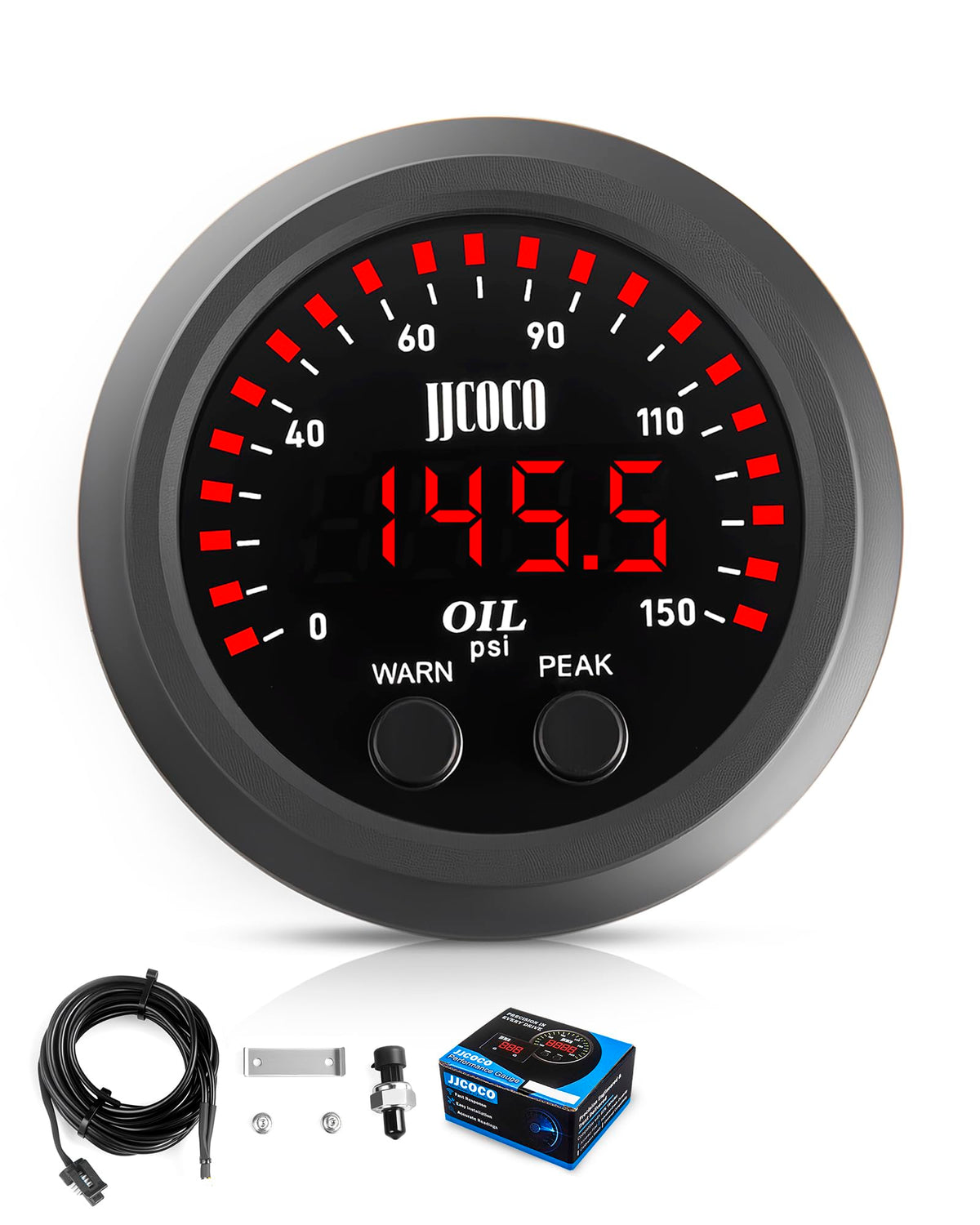 JJCOCO front gauge display showing clear LEDs for fast readings