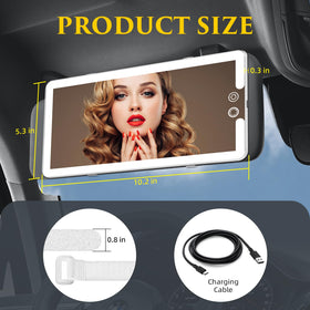 JJhxr hook-and-loop straps securing mirror to visor showing tool-free installation advantage