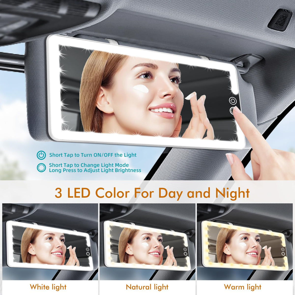 JJhxr mirror installed on an SUV sun visor demonstrating secure fit and convenience