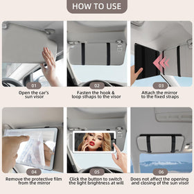 JJhxr mirror folded flat on visor illustrating slim profile, easy storage benefit