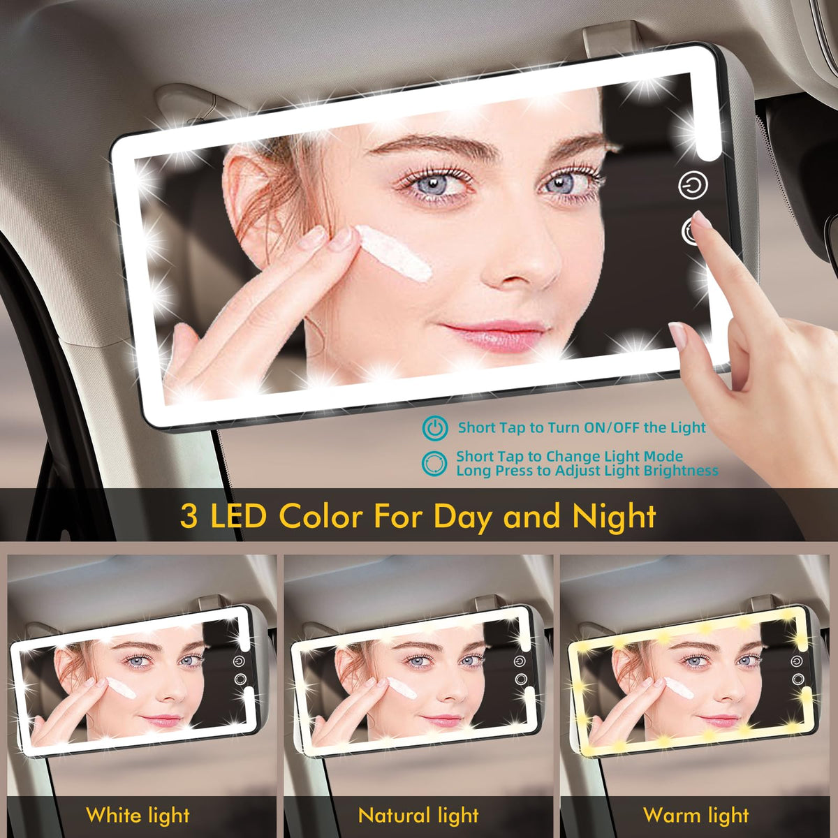 JJhxr mirror lights on displaying three color tones, improved visibility while grooming