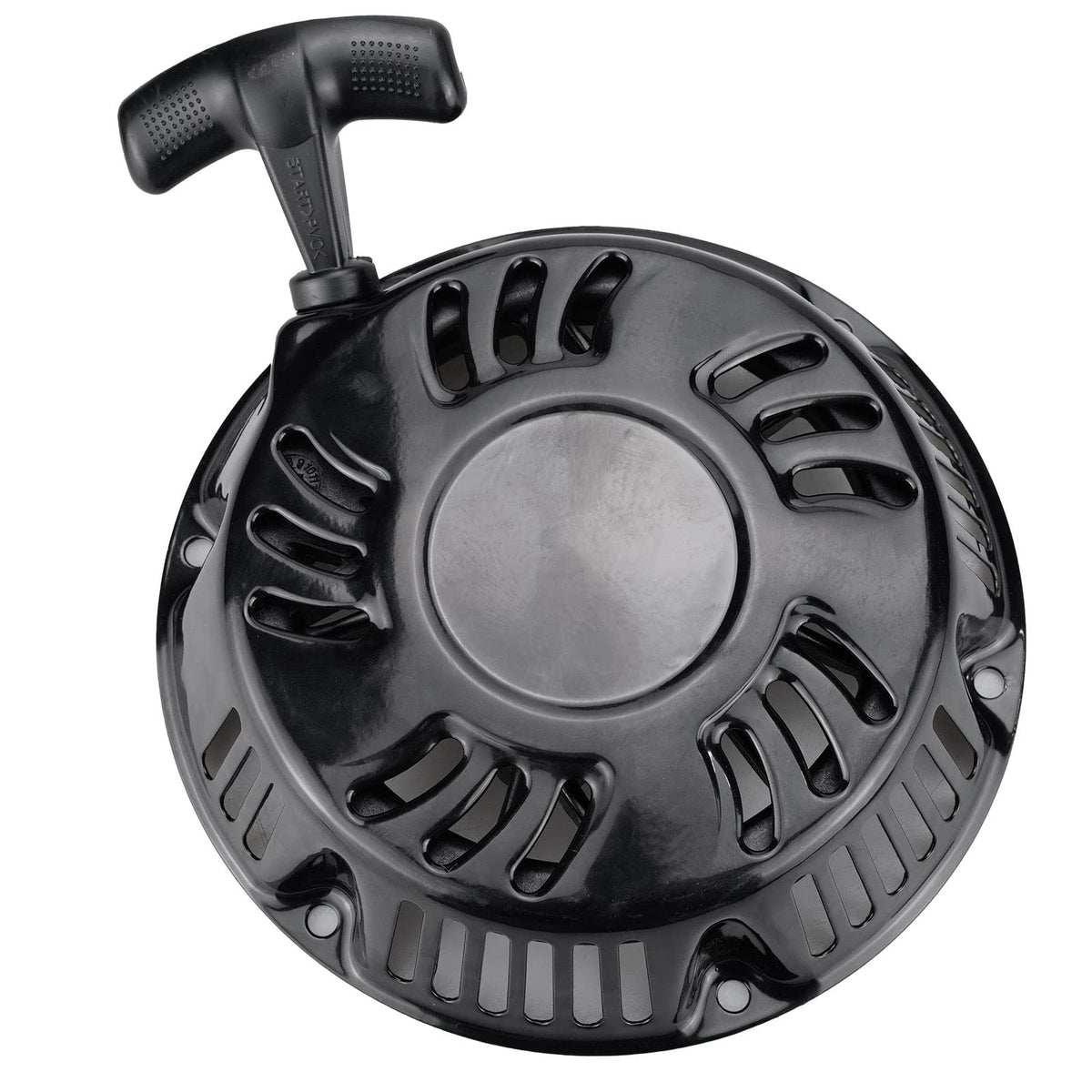 JJing recoil starter next to ruler showing compact size and correct scale