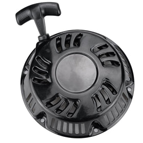 JJing recoil starter next to ruler showing compact size and correct scale