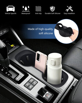 JJMY insert installed in center console showing snug fit and noise reduction