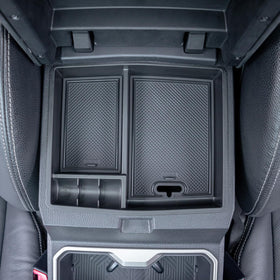 JKCOVER front view of center console tray showing clean fit and added storage benefit
