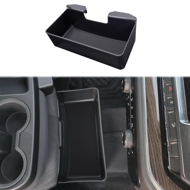 JKCOVER front view of console organizer showing neat storage and quick access