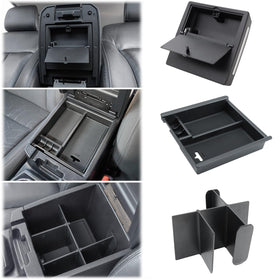 JKCOVER front view installed in Tacoma center console shows tidy organized storage