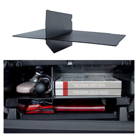 JKCOVER installed front view in Tacoma glove box showing tidy organization and easy access