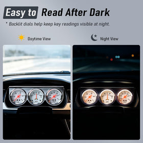 JKIANTECH dashboard-mounted triple gauge showing neat OEM-style installation