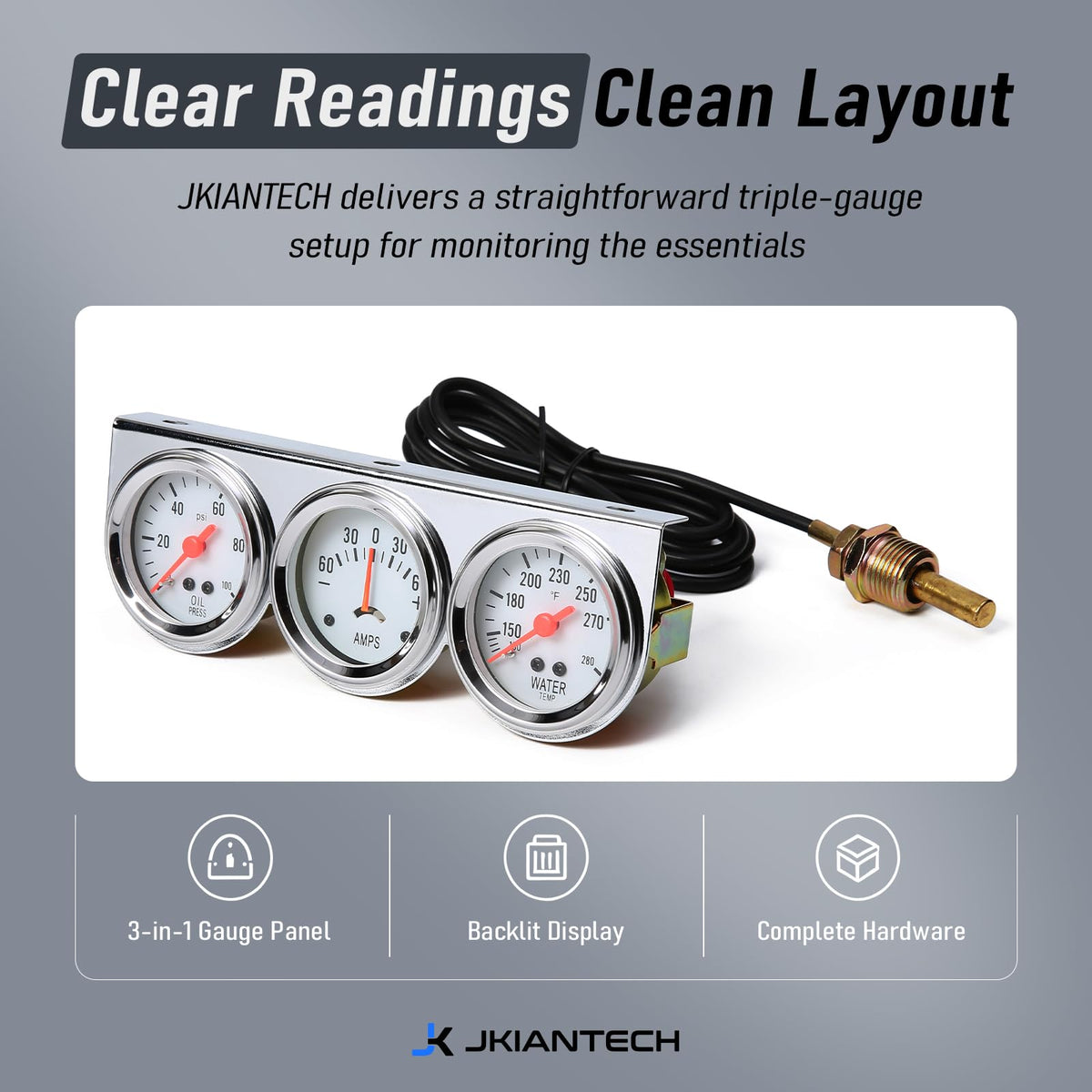 JKIANTECH kit packaging with included sensors and hardware for quick installation