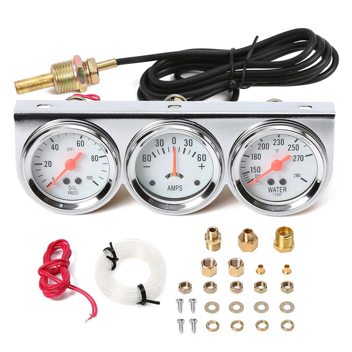 JKIANTECH front view of triple gauge cluster showing clear scales and compact layout