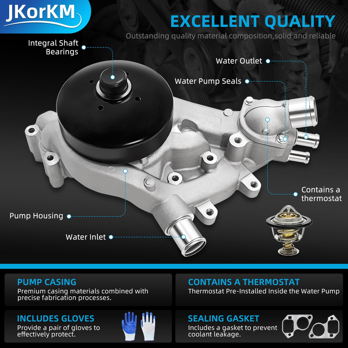 JkorkM gaskets and installation gloves flat lay showing included parts for easier install