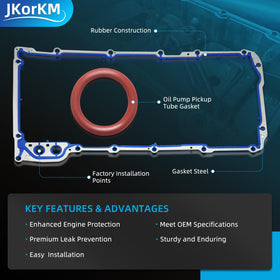 JkorkM gasket installed on oil pan edge showing accurate OEM-style fit and leak prevention