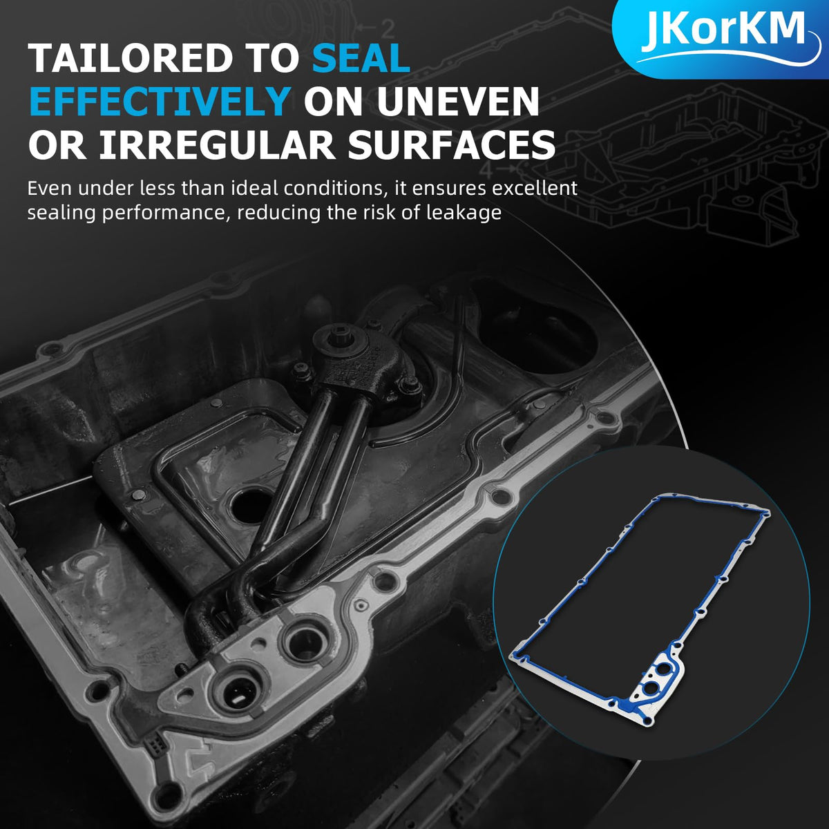 JkorkM stamped part number label on gasket for confident OEM replacement identification