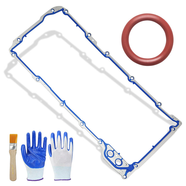 JkorkM front packaging showing oil pan gasket kit and included accessories for correct fit