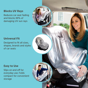J.L. Childress cover in use outside car demonstrating cooler seat surface