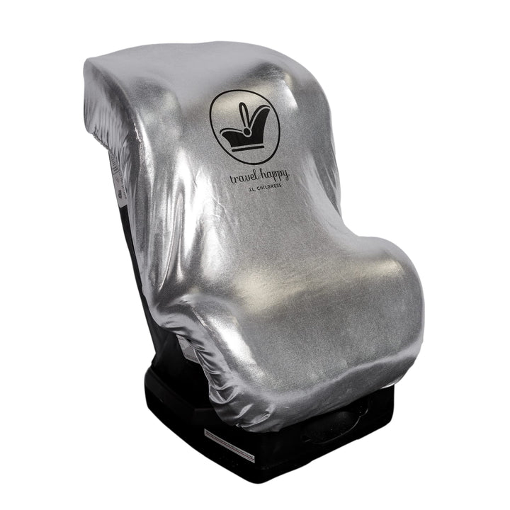 J.L. Childress front view of cover on car seat showing full sun protection