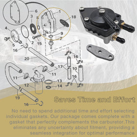 JLM MARINE pump installed on Johnson outboard illustrating restored fuel delivery performance