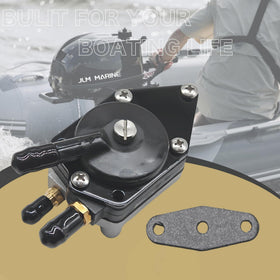 JLM MARINE pump next to a coin to show compact size and easy handling benefit