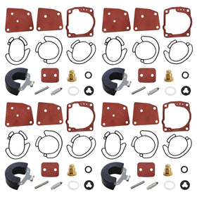 JLM MARINE front packaging showing four carburetor repair sets and clear labeling benefit reliability