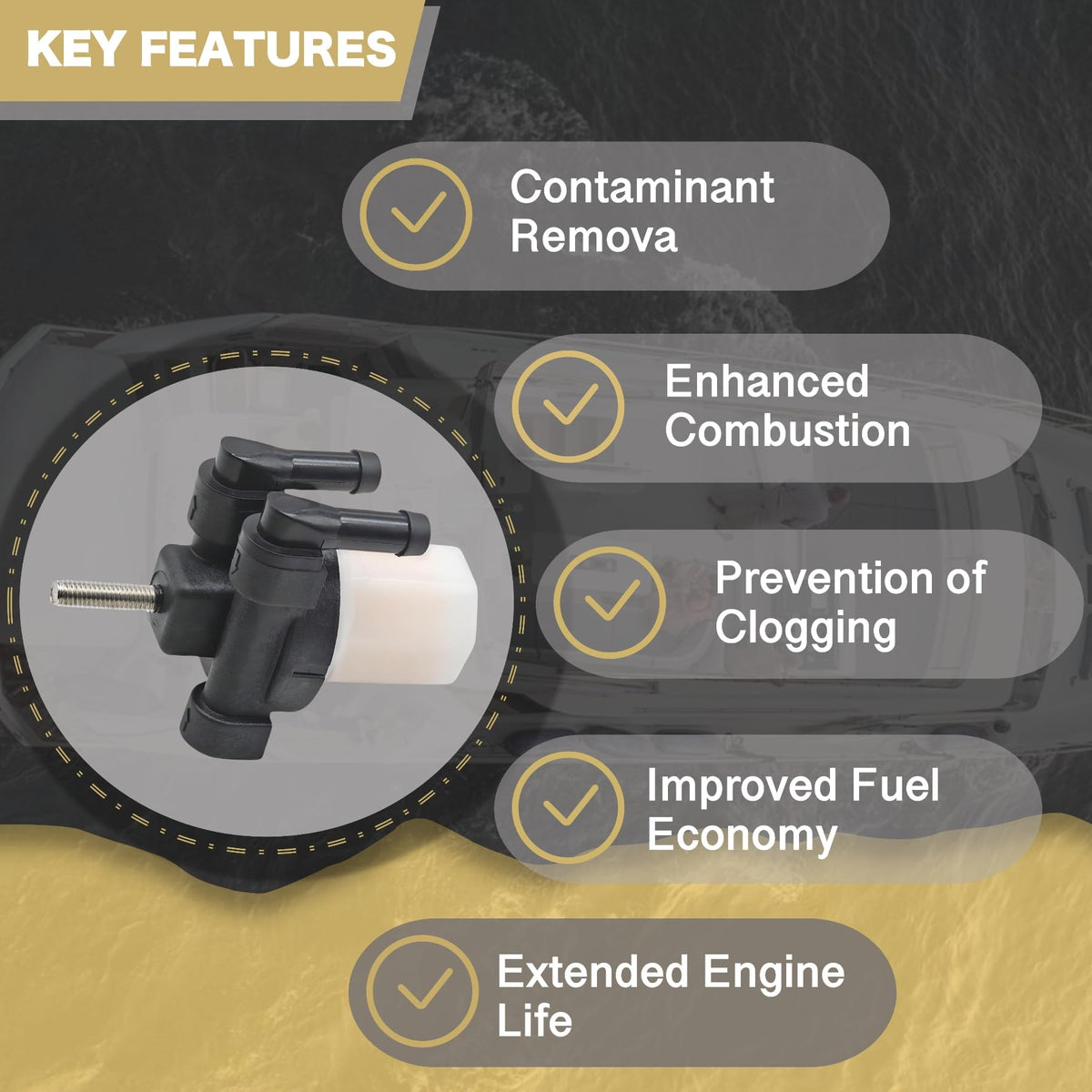 JLM MARINE close-up of filter media highlighting filtration surface and contaminant capture benefit
