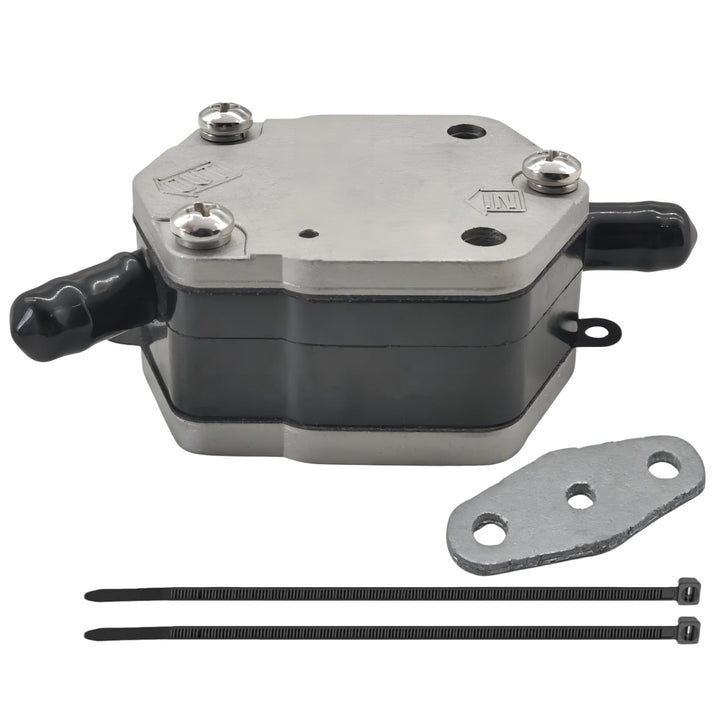 JLM MARINE fuel pump front view showing mounting points and fit for Yamaha models, improving replacement accuracy