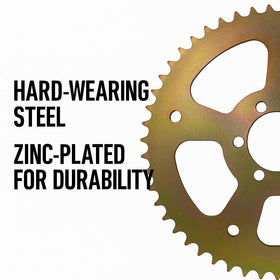 JMCHstore sprocket beside ruler to show scale and exact diameter for comparison