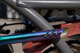 JMCHstore header pipe installed on mini bike illustrating improved sound and style