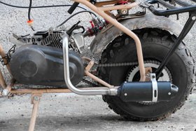 JMCHstore muffler side profile in black showing lightweight construction benefit