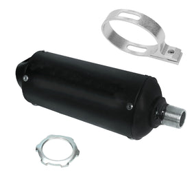 JMCHstore muffler next to a ruler showing scale and low weight benefit
