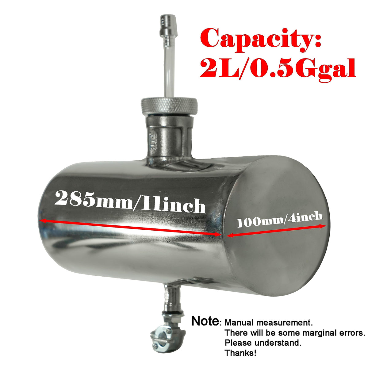JMCHstore tank next to ruler showing accurate 4x11 inch dimensions
