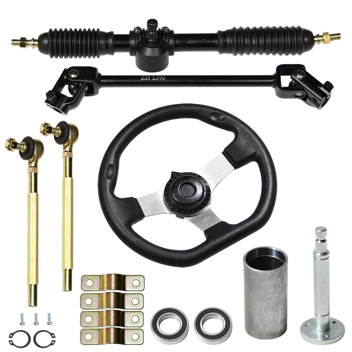 JNDO front assembly view showing full steering kit and easy compatibility