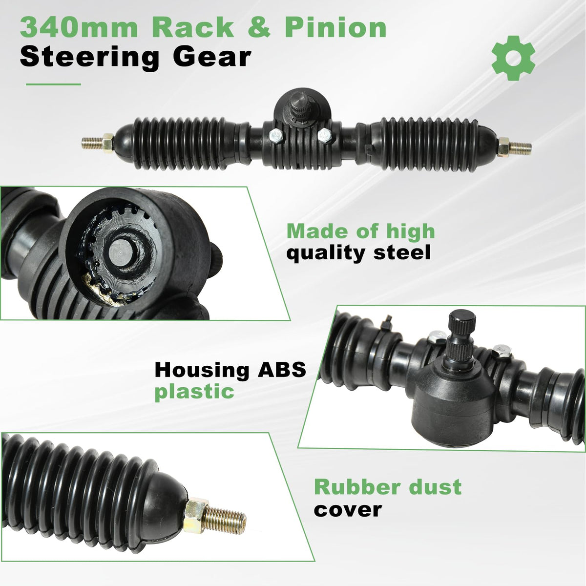 JNDO steering shaft detail showing solid iron shaft for stability