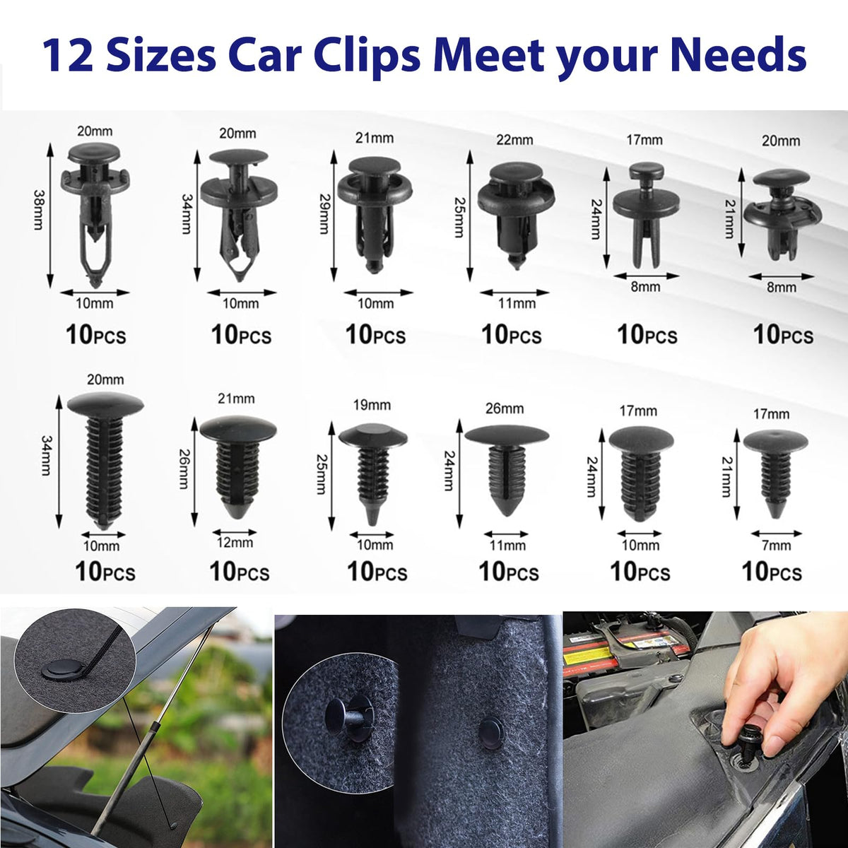 JNLK clip box organizer with 120 retainer clips, simplifies fastener replacement