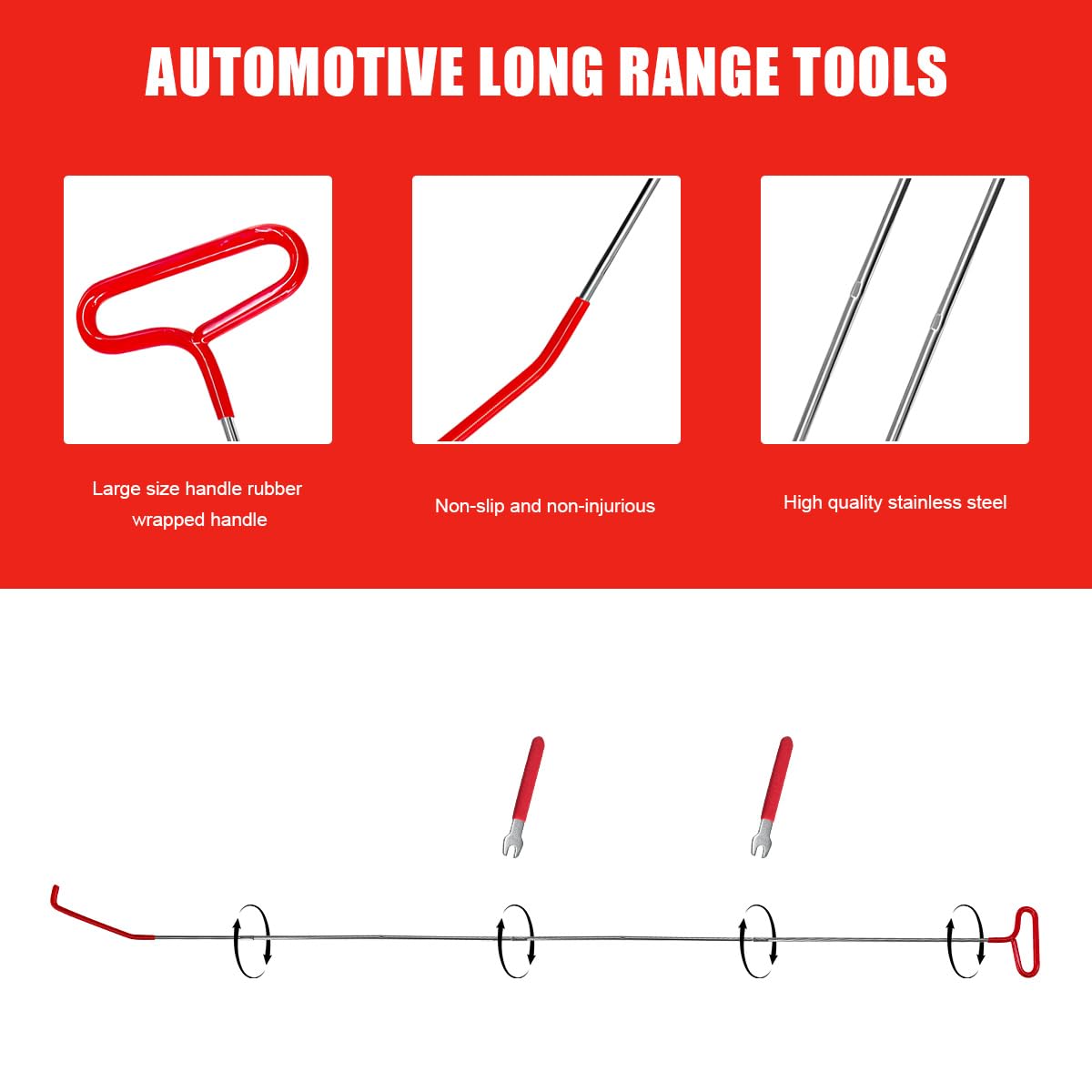 JNXIJ red-wrapped handle close-up providing secure grip and reduced hand fatigue