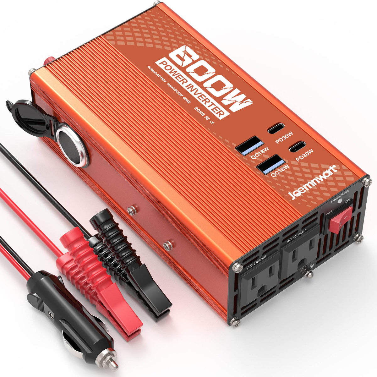 Joemnwart front panel showing AC outlets and USB ports for versatile charging