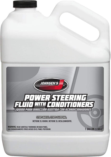 Johnsen's 4611 gallon front label showing product and benefits for quieter steering