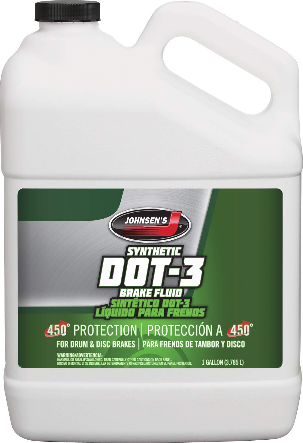 Johnsen's front label showing product and 1-gallon size for reliable brake performance