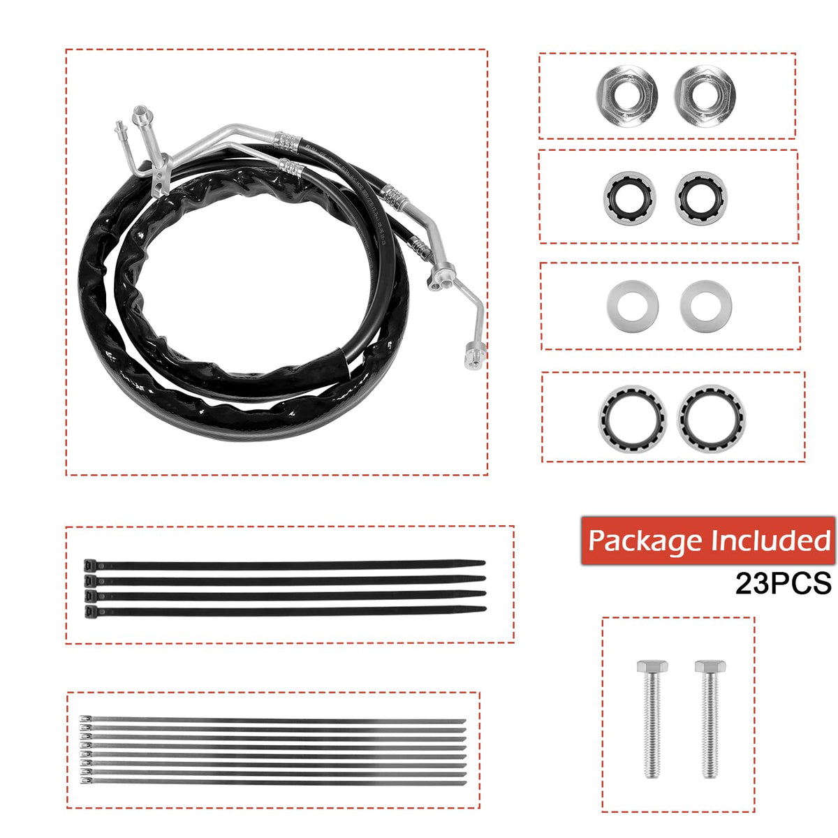 johntruck hose beside ruler showing correct length and accurate routing