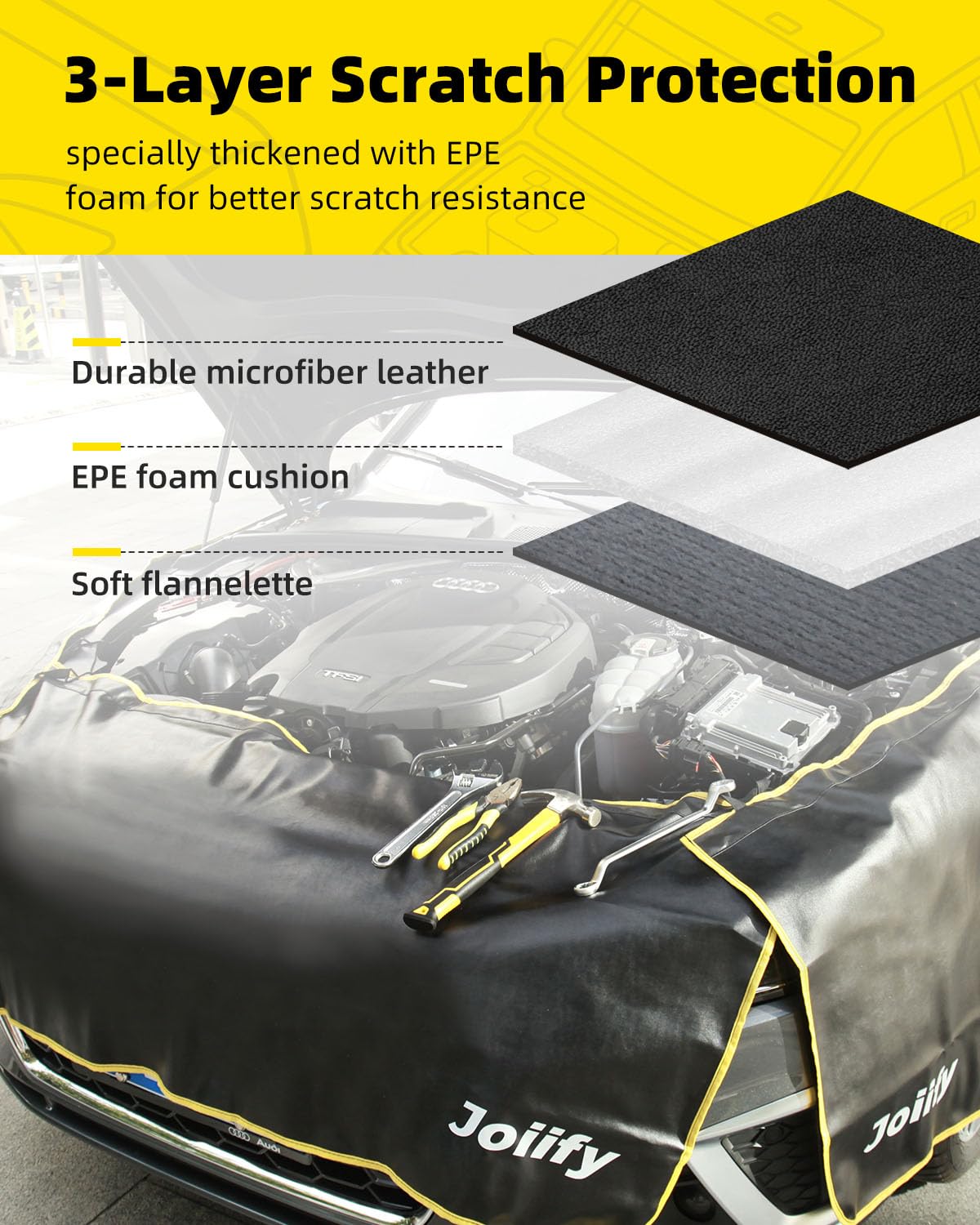 Joiify close-up of EPE foam core displaying impact cushioning benefit