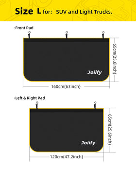 Joiify size comparison on SUV showing large fit and coverage
