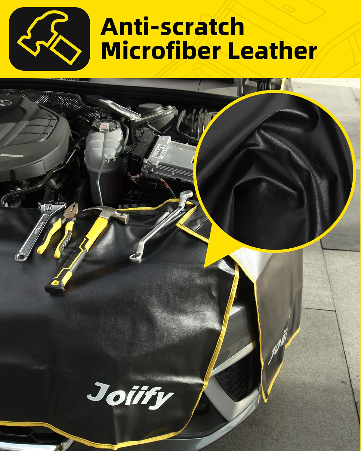 Joiify hook and strap detail enabling secure attachment on non-magnetic panels