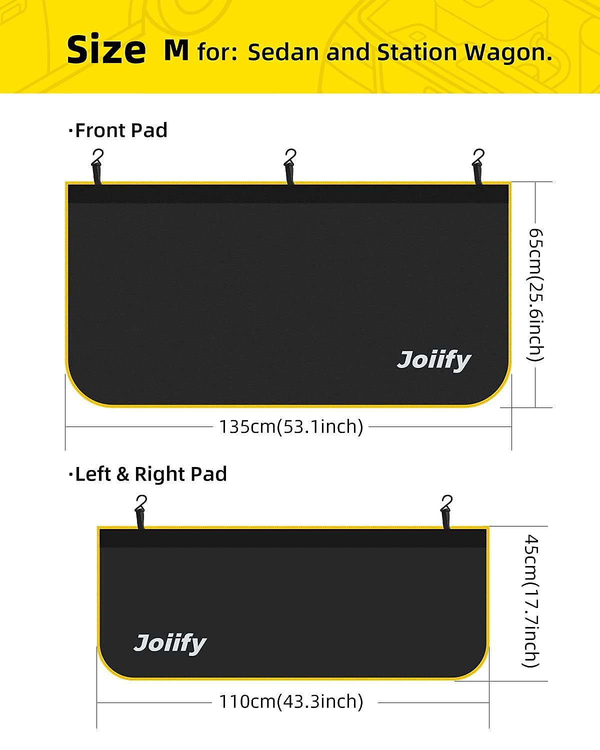 Joiify size comparison with ruler illustrating medium fit for sedans