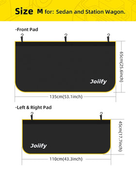 Joiify size comparison with ruler illustrating medium fit for sedans