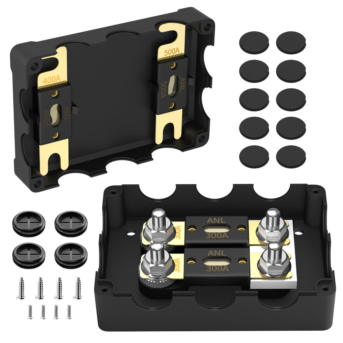 Joinfworld front view of ANL fuse holder showing compact sealed assembly and easy mounting