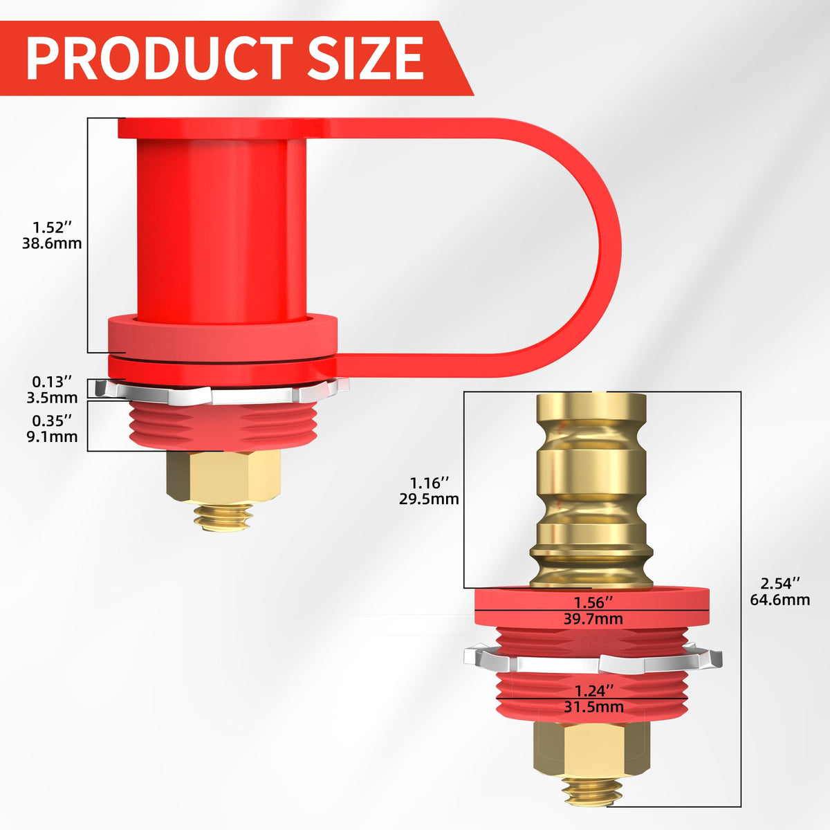 Joinfworld brass 3/8 inch stud close-up highlighting durable conductivity benefit