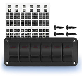 Joinfworld front panel view showing six rockers and blue LEDs for organized control