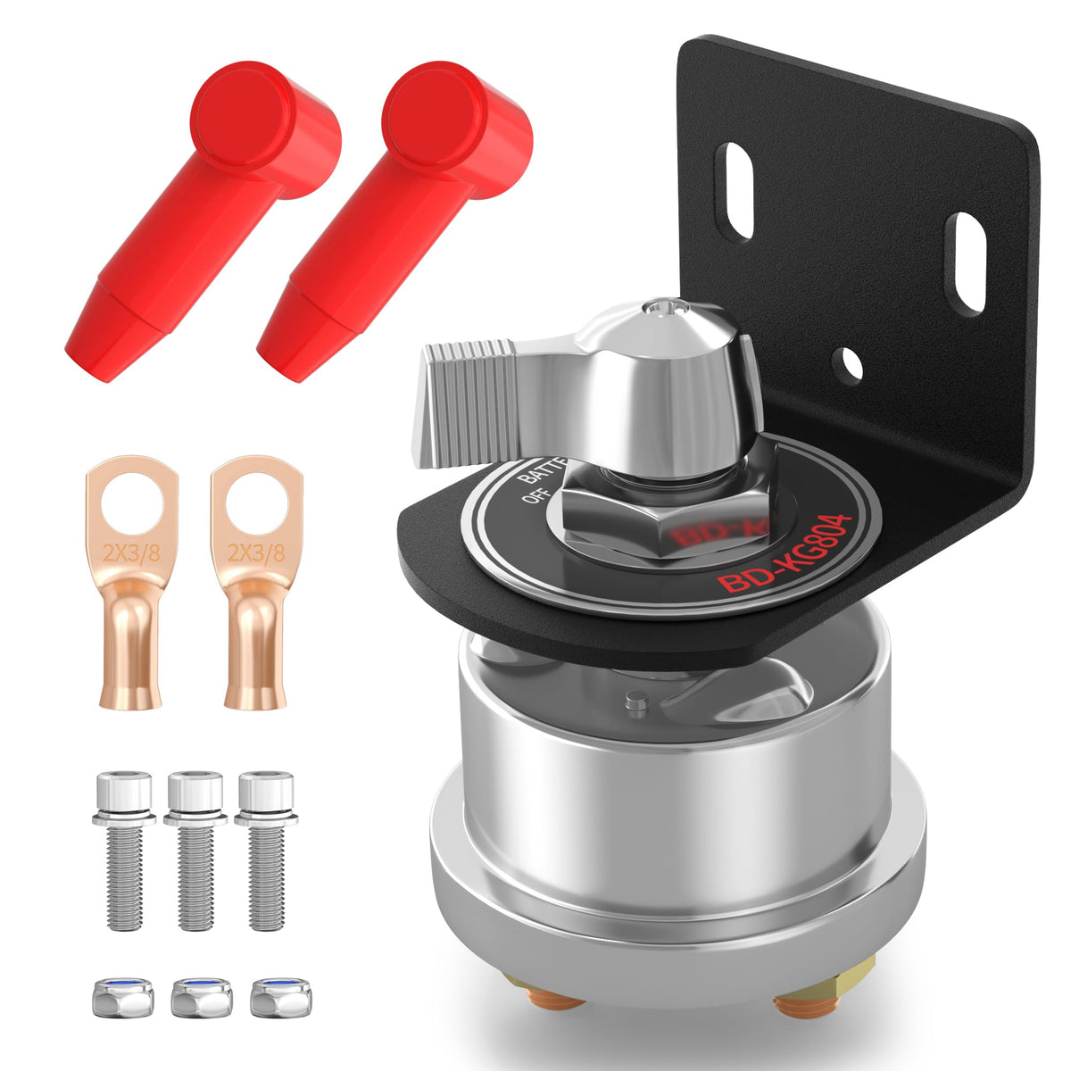 Joinfworld front view of battery disconnect switch showing solid construction and clear benefit