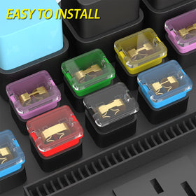 Joinfworld fuses installed in a vehicle fuse box demonstrating correct fit and safety